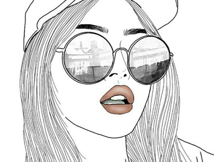 lunettes de soleil ronds dessin fille de dos les plus beaux dessins tumblr faciles les filles de tumblr dessin