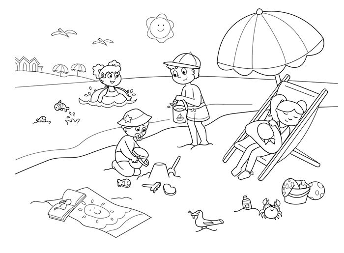 parasol vacances jeux enfant sur plage chaise longue jouets en plastique sable mer parasol soleil dessin pour enfant filles garçons