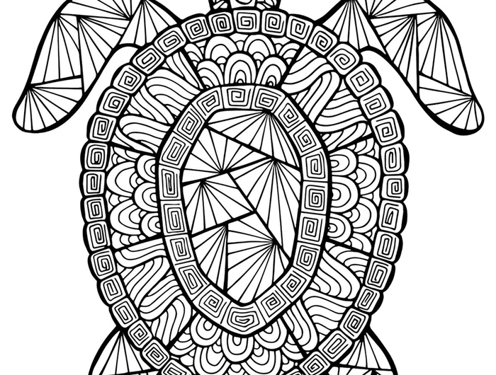 thérapie antistress gratuite coloriage mandale dessin été tortue marine lignes géométriques coloriage loisir été relaxation