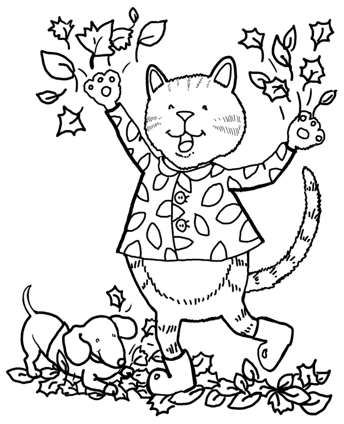 chat souriant petit chien promenade nature forêt pattes animal de compagnie amitié coloriage 3 ans dessin facile enfant