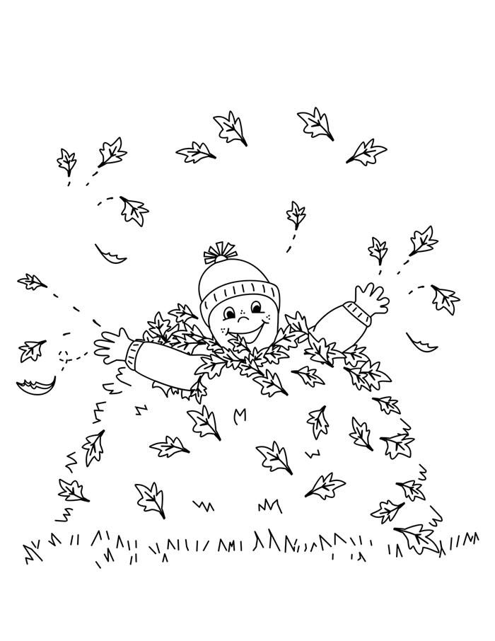 coloriage novembre maternelle jeux loisir créatif occupation enfant nature feuilles d automne petit garçon bonnet dessin