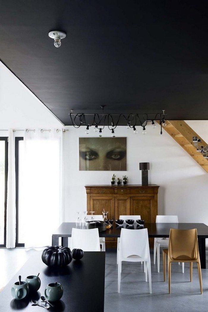 cool idée salle a manger moderne maison escalier bois plafond noir design d intérieur moderne et luxueux tendances 2020