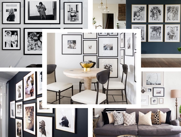 decoration interieure idee comment accrocher des photos sur un mur de cadres photos blanc et noir