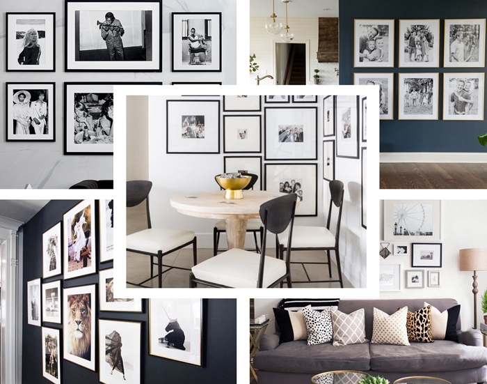 decoration interieure idee comment accrocher des photos sur un mur de cadres photos blanc et noir