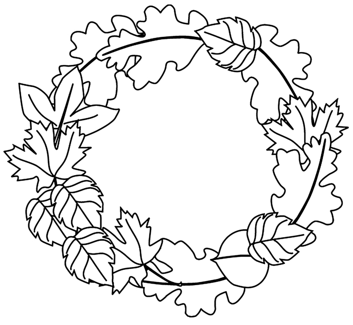 dessin à imprimer et colorer facile pour enfants page à colorier avec feuilles en couronne automne dessin feuille automne