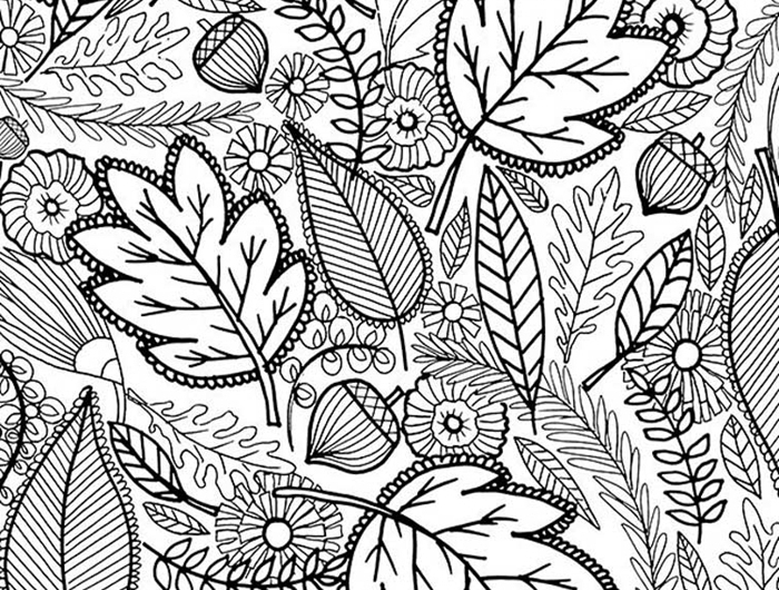 motifs mandala art thérapie antistress activité relaxation coloriage feuille d automne pour adultes dessin détails élements feuilles
