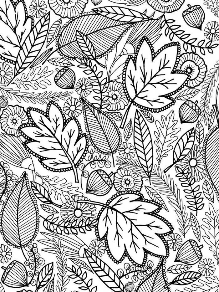 motifs mandala art thérapie antistress activité relaxation coloriage feuille d automne pour adultes dessin détails élements feuilles