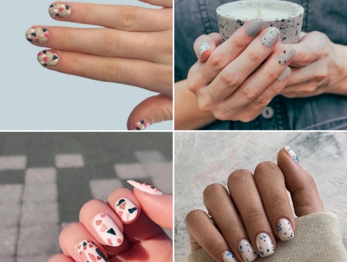 nail art tendance terrazzo effet manucure ongles courts