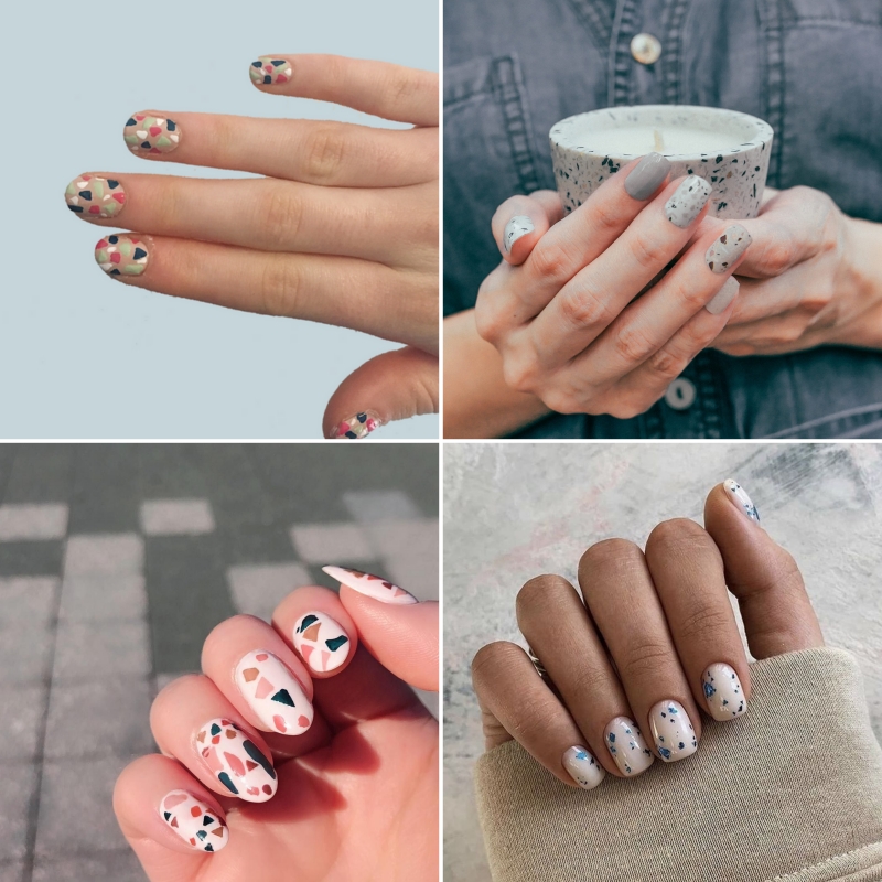 nail art tendance terrazzo effet manucure ongles courts