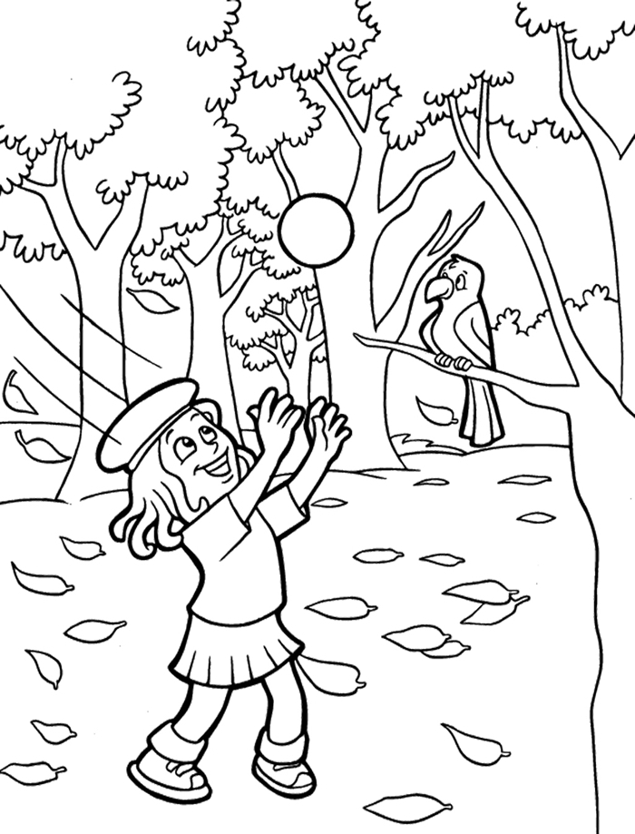 paysage nature forêt animaux arbres feuilles séchées dessin d automne page à colorier dessin à imprimer jeux enfant