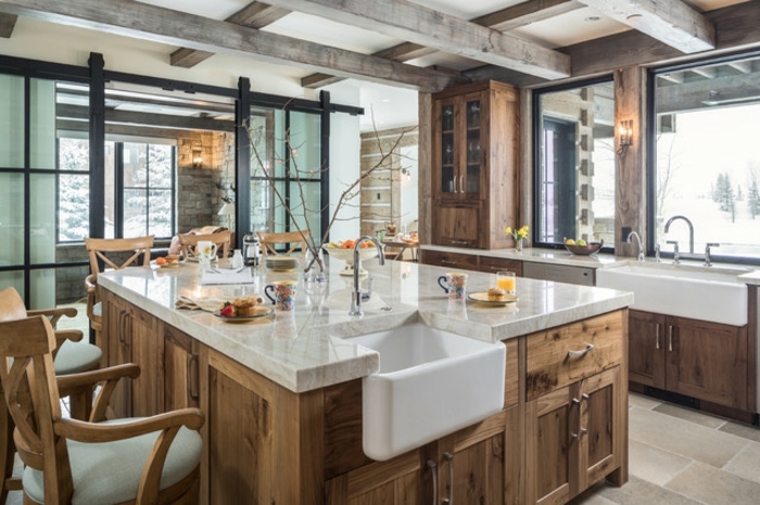 belle photo cuisine maison de campagne inspiration cuisine rustique moderne en marbre et bois