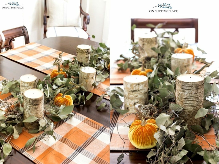 diy idee bougies et citrouilles bricolage automne facile activités manuelles automne deco table feuilles d arbre pour deco