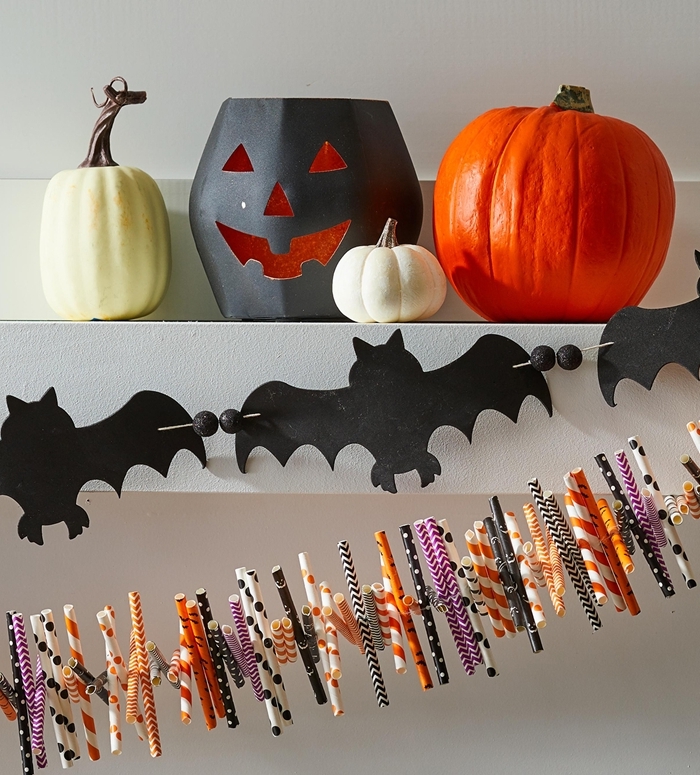 décoration halloween a fabriquer chauve souris papier noir art origami facile halloween lanterne papier cartonné noir