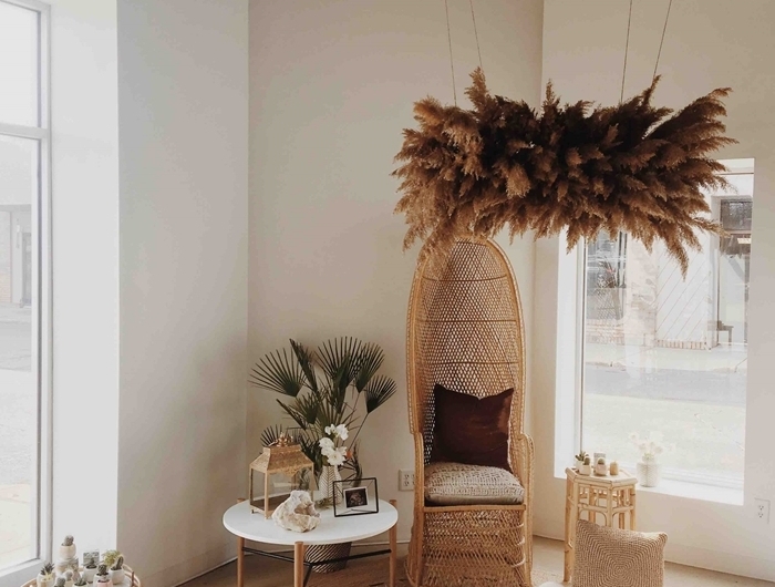 feuille de pampa décoration salon style boho chic moderne intérieur tendance accessoires fibre végétale tapis jute