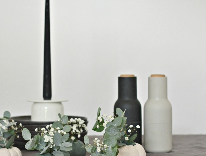 gris et noir décoration mariage automne deco d automne thème automne table diy petit citrouilles avec miniatures bouquets