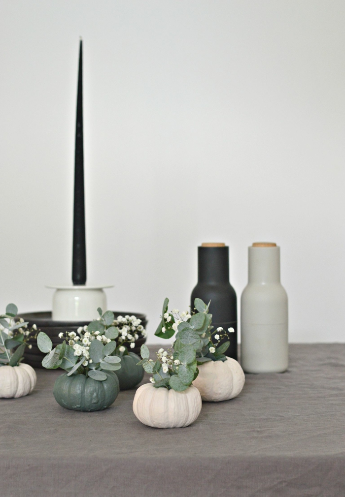 gris et noir décoration mariage automne deco d automne thème automne table diy petit citrouilles avec miniatures bouquets