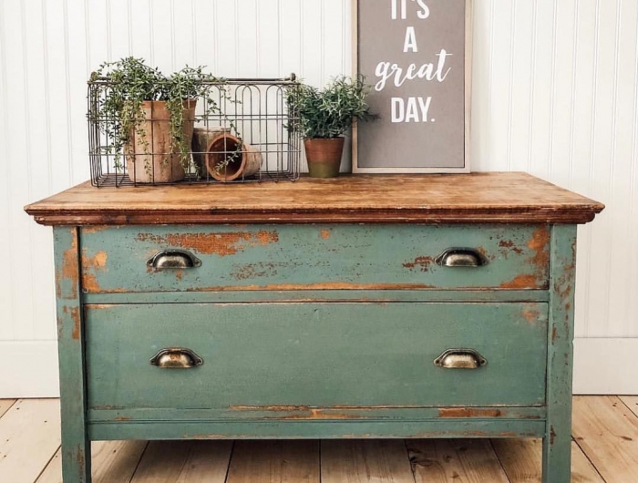 plancher en bois plantes vertes sur un commode reseda idée de couleur pour repeindre un meuble