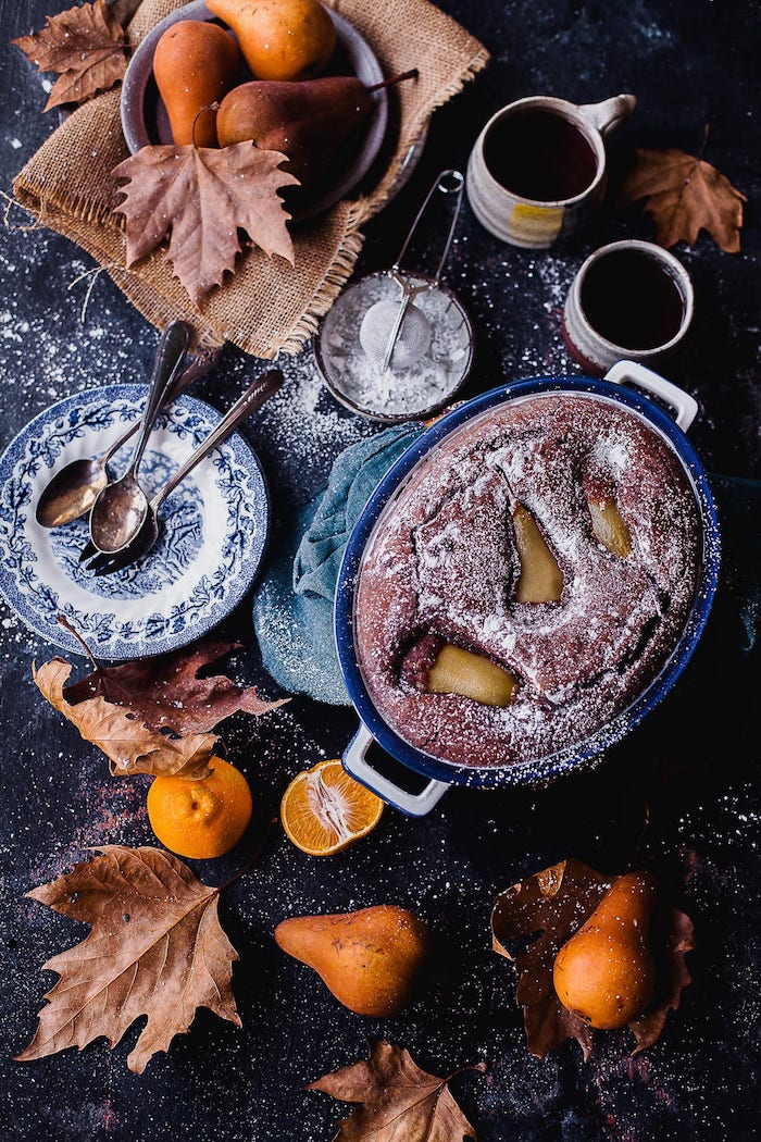 recette automne de saison gateau chocolat poire moelleux fondant a faire pour dessert en famille