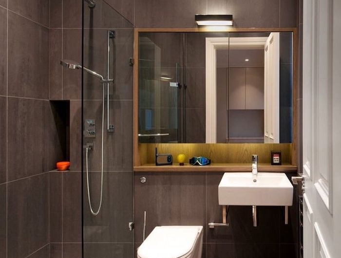 salle de bain douche cabine idees pour petits espaces couleur brun