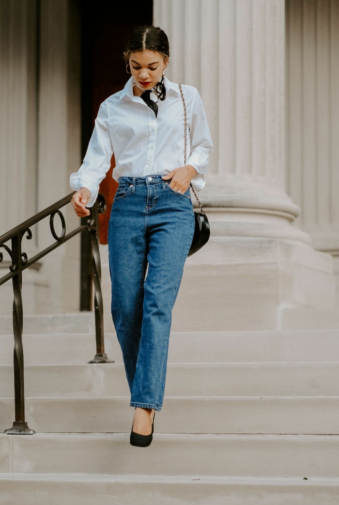style parisienne chouette idée comment s habiller en automne chemise blanche jean droit