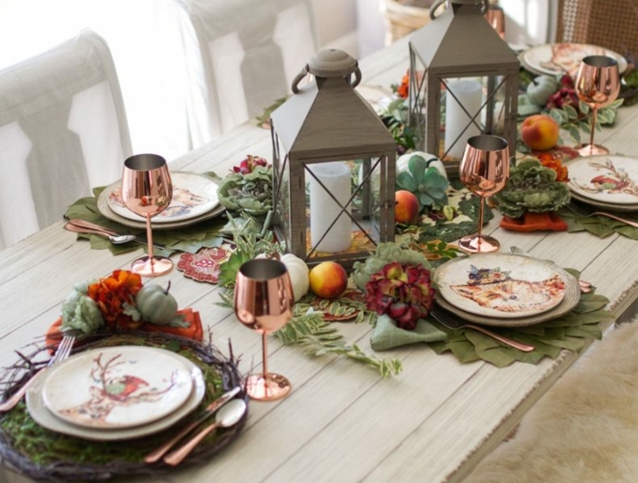 superbe table salle a maner lustre bougies activité sur l automne deco table d automne la plus belle décoration