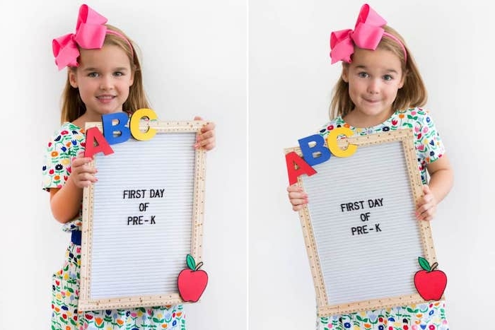 tableau écolier avec encadrement de règles lettres alphabet colorés et pomme en bois rouge bricolage facile et rapide et utile pour enfant en matenrelle