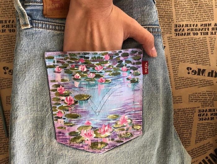 customiser un vetement comment peindre sur les poches des jeans technique faciles