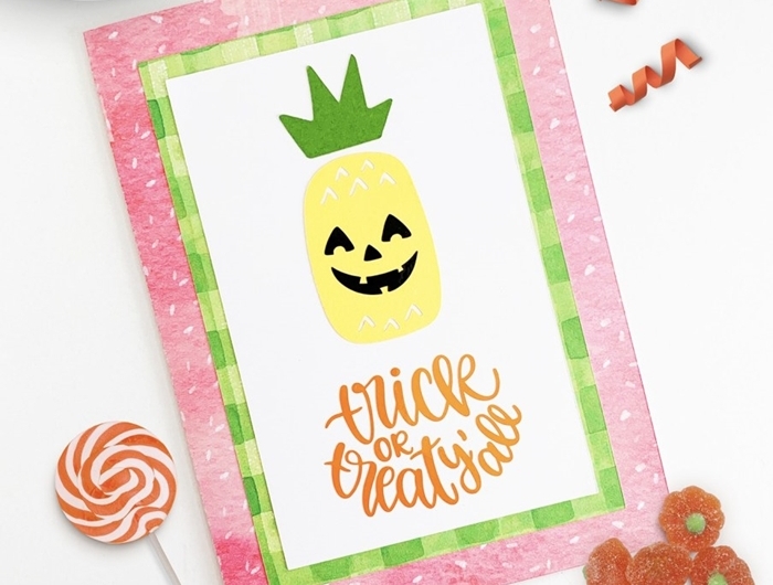 ecriture halloween digitale carte halloween facile à faire enfant activité automne papier scrapbooking rose citrouille papier