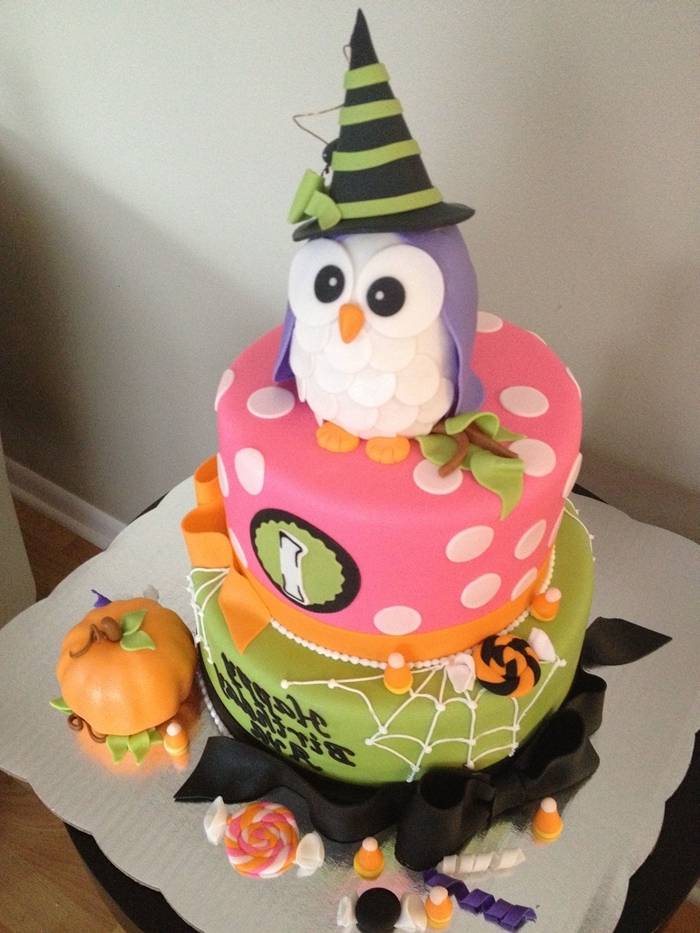 hibou pâte de sucre gateau anniversaire halloween pour enfant fondant décoration gâteau colorant alimentaire citrouille sucre