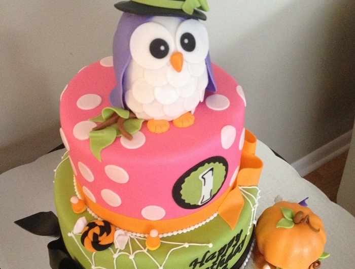 hibou pâte de sucre gateau anniversaire halloween pour enfant fondant décoration gâteau colorant alimentaire citrouille sucre