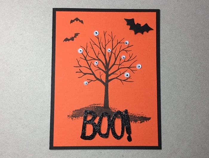 papier cartonné orange chauve souris desin arbre nu paysage nocturne automne activités manuelles halloween enfant