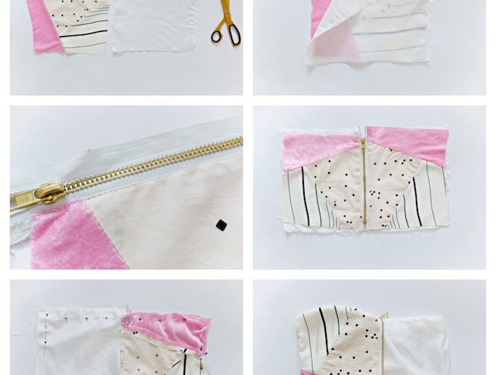 que faire avec des chutes de tissu idée tuto couture sac pochette avec doublure et des chutes pans tissu