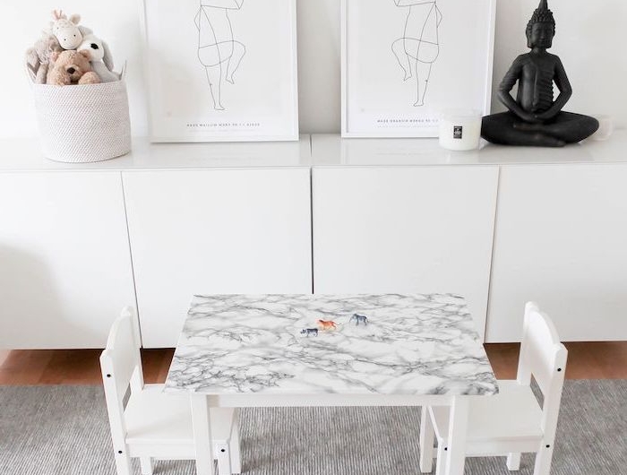 recouvert le haut d un table cuisiniere meuble scandinave ikea salle a manger en blanc avec de tableaux style zen