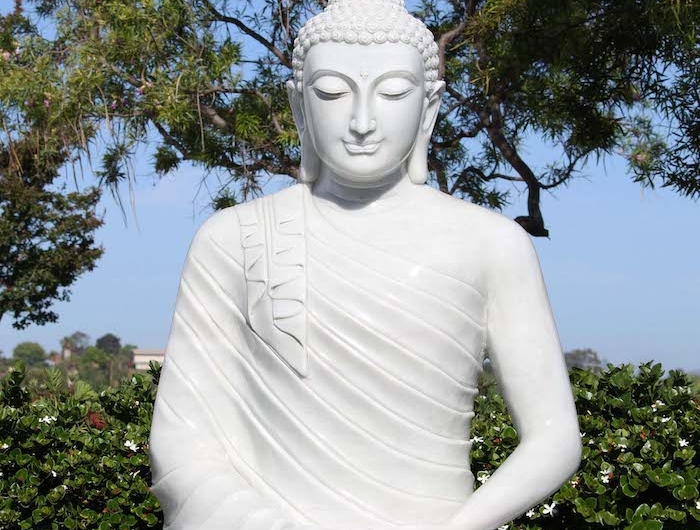 bouddha de meditation une statue dans la foret avec des mains croises