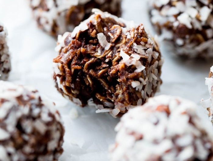 boules de neige chocolat et coco idée recette noel original de dessert facile et rapide recette flocons d avoine