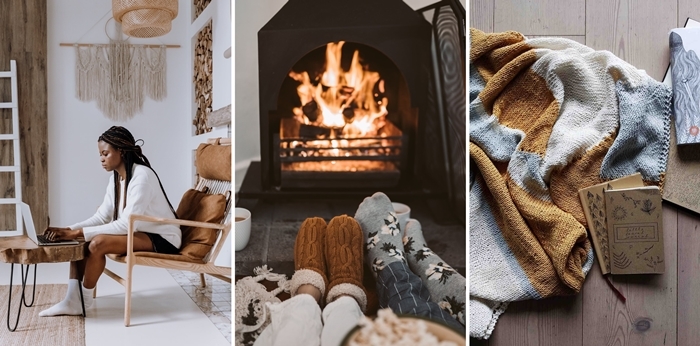 conseils consommation energie facture hiver chauffage interieur decoration cocooning cheminee feu plaid