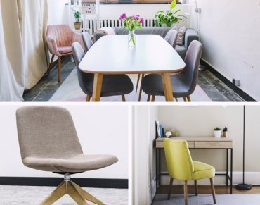 housse chaise bureau gris décoration salle à manger scandinave chaise velours rose poudré