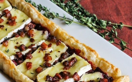 idee entree chaude avec pate brise frommage brie et des raisins secs