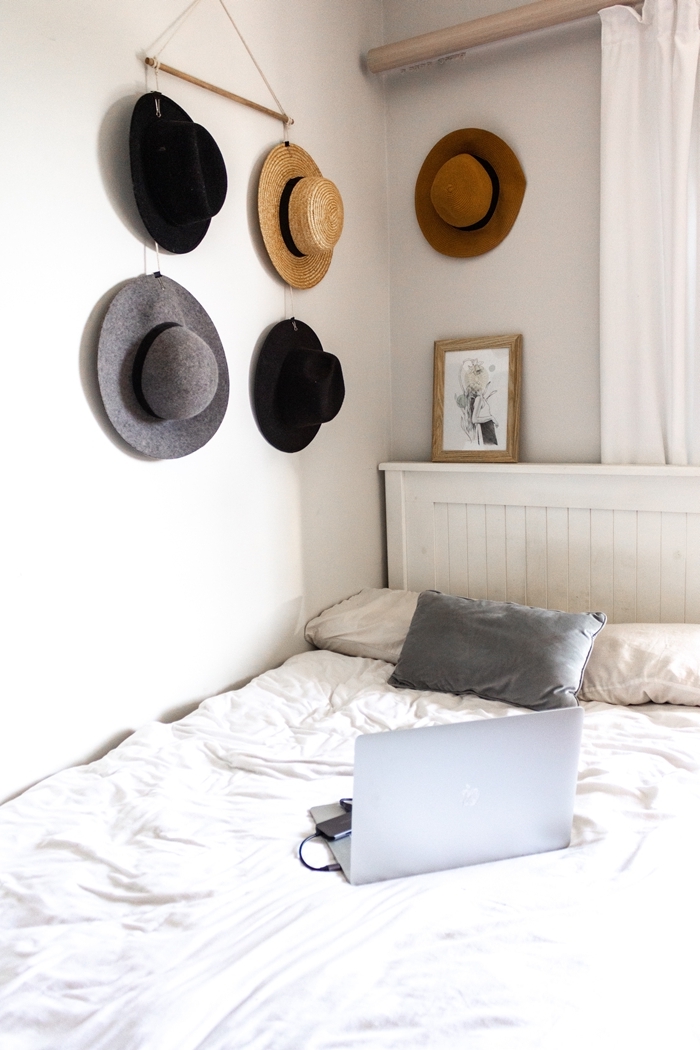 déco petite chambre bohème style diy déco chambre suspension murale boho chic chapeaux sur mur