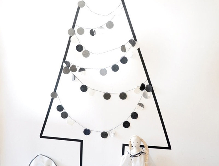 décoration de noel à faire soi même style minimaliste washi tape arbre de noel guirlande papier boules