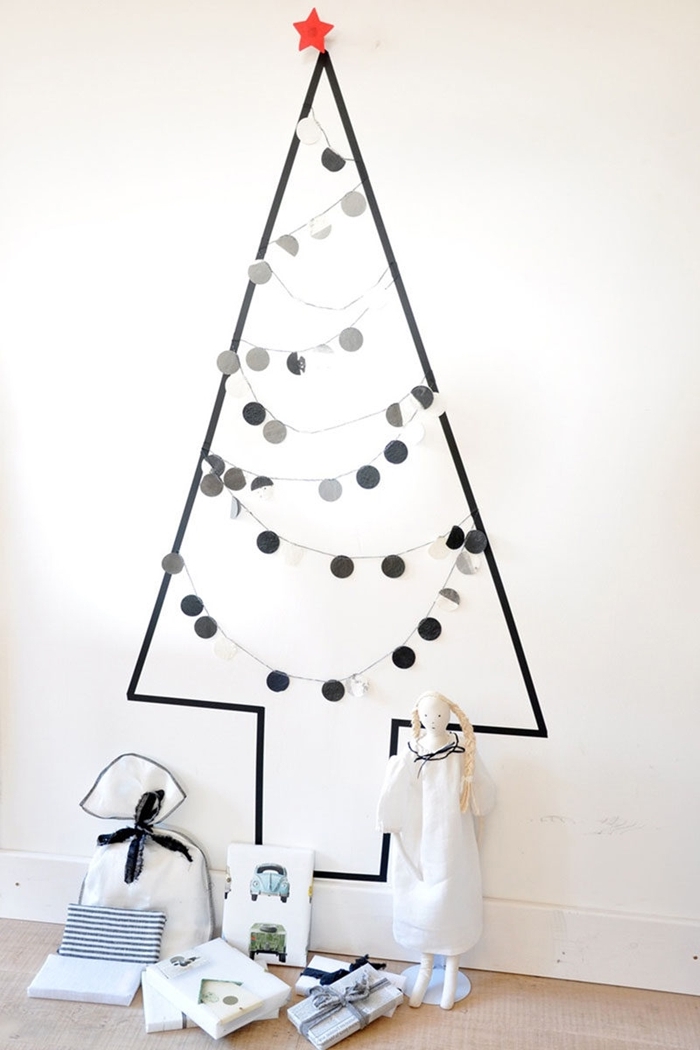 décoration de noel à faire soi même style minimaliste washi tape arbre de noel guirlande papier boules