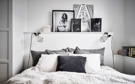 comment décorer sa chambre style minimaliste porte grise coussin anthracite gris