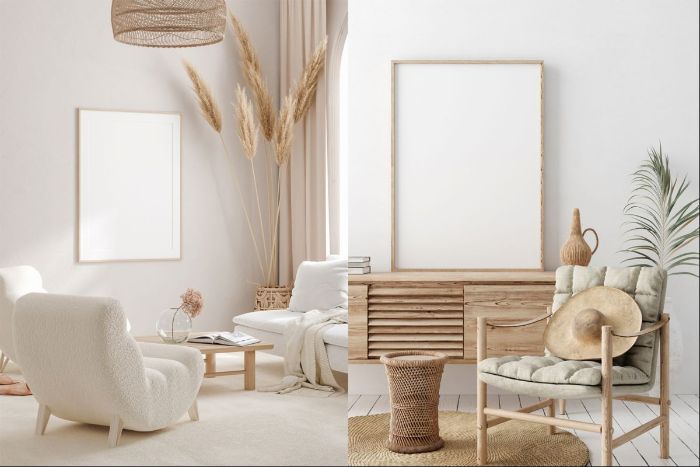 maison style japonais scandinave canapé et fauteuil blanc meuble s bois accents deco japonaise deco vert et camel