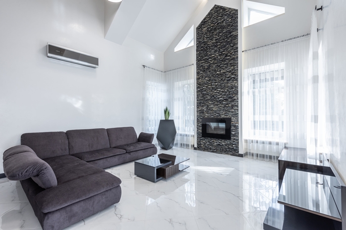 quek type de climatisation salon maison canape d angle gris anthracite design contemporain