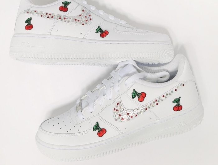 chaussures de sport projet créatif ado air force one personnalisé blanches baskets décoration dessin fruits