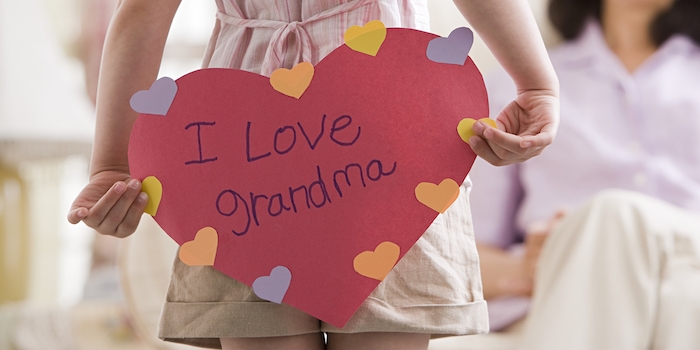 girl with card for grandma