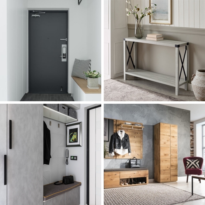 couleur porte d entrée gris anthracite design intérieur style moderne meubles bois clair
