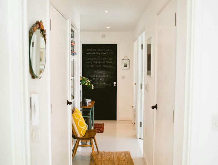 de quelle couleur peindre les portes d un couloir des)lurs blanches avec une porte de tableau noir