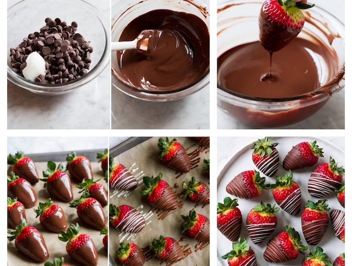 les etapes pour préparer des fraises au chocolat fondu dessert d une table romantique