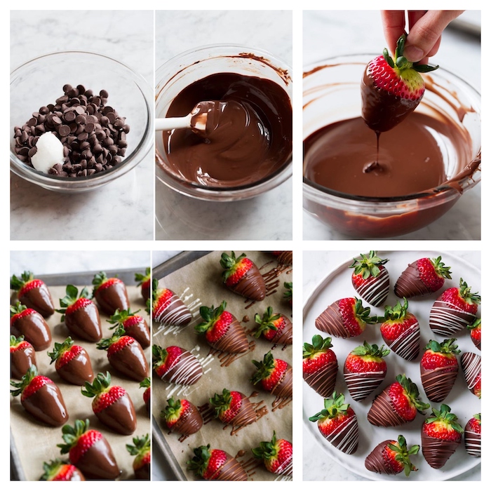 les etapes pour préparer des fraises au chocolat fondu dessert d une table romantique